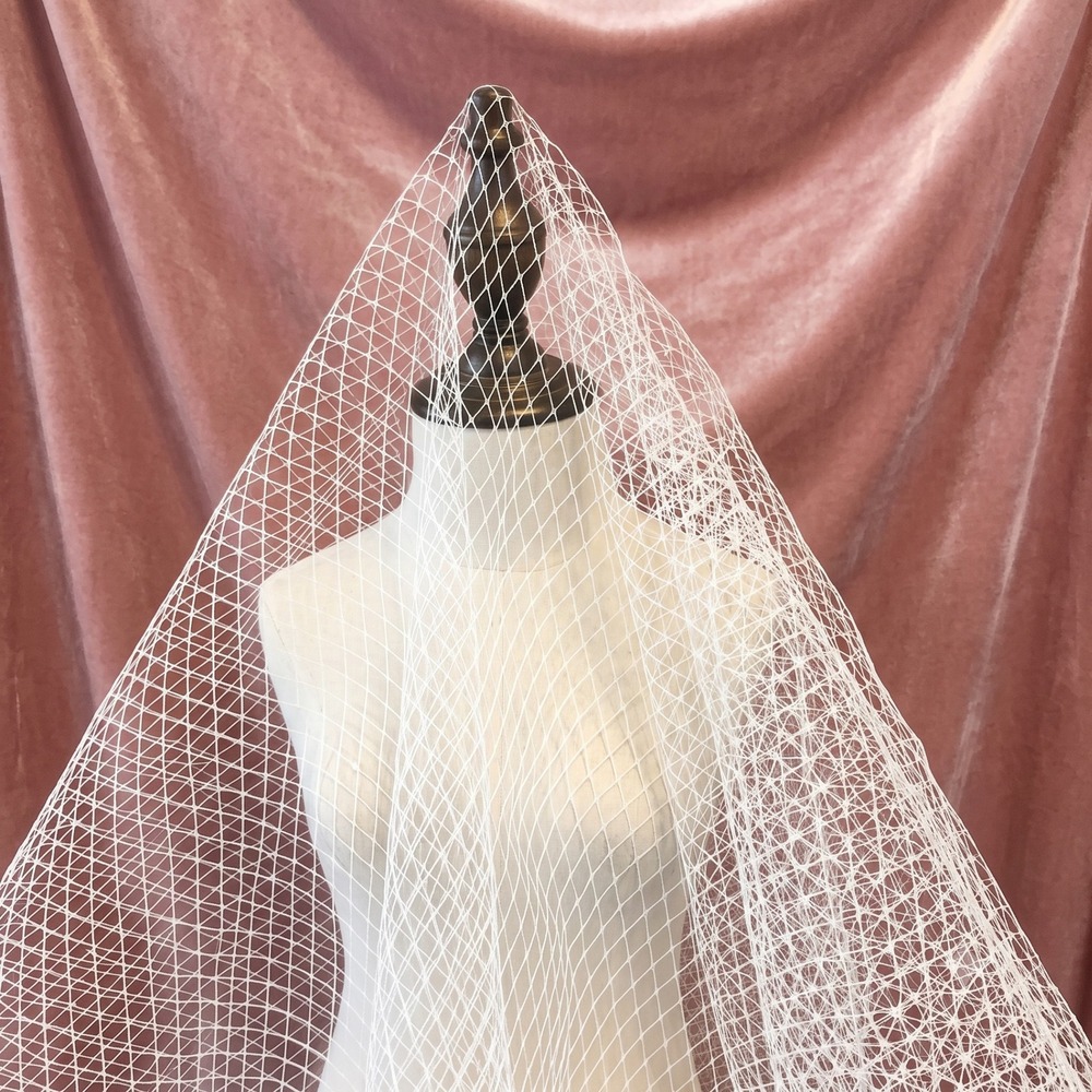 White bird cage hat veil netting french birdcage net 1+ blusher length bird cage